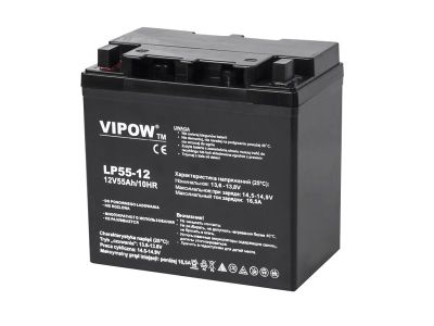 Batéria olovená 12 V / 55 Ah VIPOW bezúdržbový akumulátor
