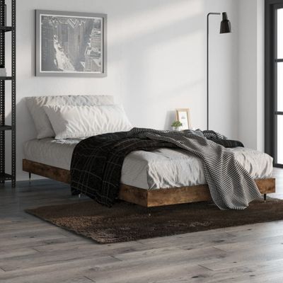 vidaXL Posteľný rám bez matraca dymový dub 100x200 cm kompozitné drevo