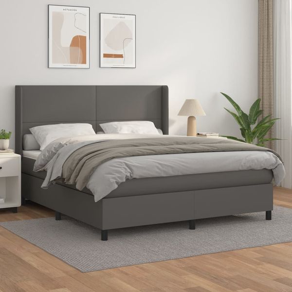 vidaXL Boxspring posteľ s matracom sivá 160x200 cm umelá koža