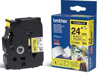 Brother - Originálna flexibilná ID pása TZE-FX651, čierny tlač na žltom, šírka 24mm