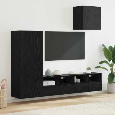 vidaXL TV nástenne jednotky 4 pcs Čierny dub Kompozitné drevo