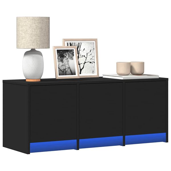 vidaXL TV stolík s LED čierny 97x34x40 cm kompozitné drevo