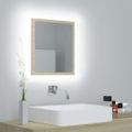vidaXL Kúpeľňové zrkadlo s LED, dub sonoma 40x8,5x37 cm, akryl