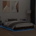 vidaXL Rám postele s LED svetlami dymový dub 140x200 cm