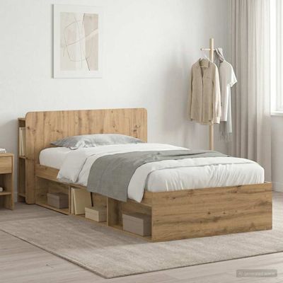 vidaXL Rám postele so skladom Dub artisan 90 x 190 cm Kompozitné drevo