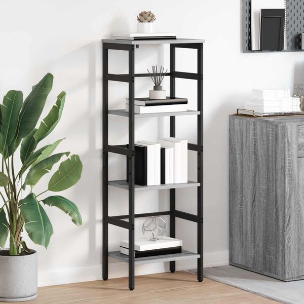 vidaXL Regál na knihy Sivý Sonoma 40 x 29,5 x 115 cm Kompozitné drevo