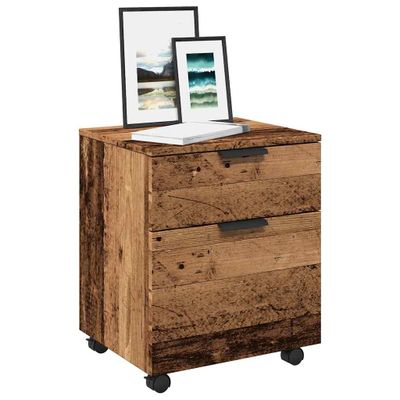 VidaXL pojazdná kartotéka s kolieskami Staré drevo 45x38x54 cm