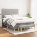 vidaXL Boxspring posteľ s matracom bledosivá 140x200 cm látka