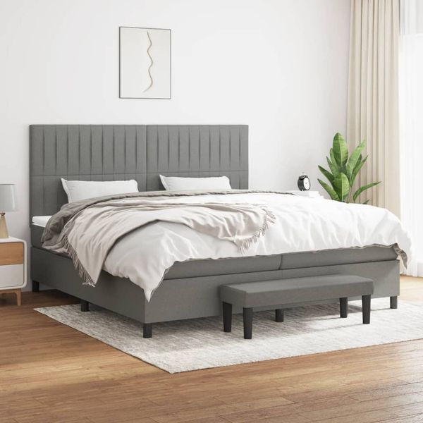 vidaXL Boxspring posteľ s matracom tmavosivá 200x200 cm látka