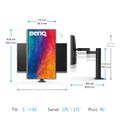 BenQ/PD2706UA/27"/IPS/4K UHD/60Hz/5ms/Black/3R LED monitor, 27", IPS, 4K Ultra HD 3840×2160, 16:9, 250cd/m2, 1200:1, 5ms, HDMI, DisplayPort, USB-C, 3× USB, PIVOT, repro, en. tř
