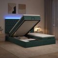 vidaXL Ottoman posteľ s matracom a LED Tmavozelená 200 x 200 cm Zamat