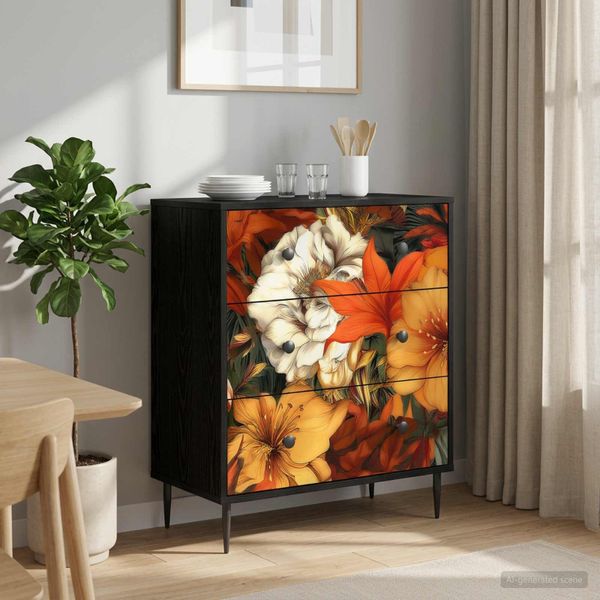 vidaXL Příborník GENNEP tlač ľalie 66 x 36,5 x 76 cm Kompozitné drevo