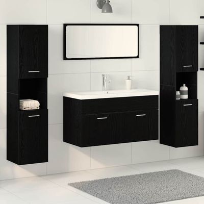 vidaXL Sada kúpeľňového nábytku 4 pcs Čierny dub Kompozitné drevo