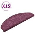vidaXL Schodové rohože 15 ks 65x21x4 cm tmavo fialové polkruhové veľké