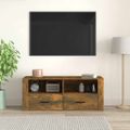 vidaXL TV skrinka dymový dub 100x35x40 cm spracované drevo