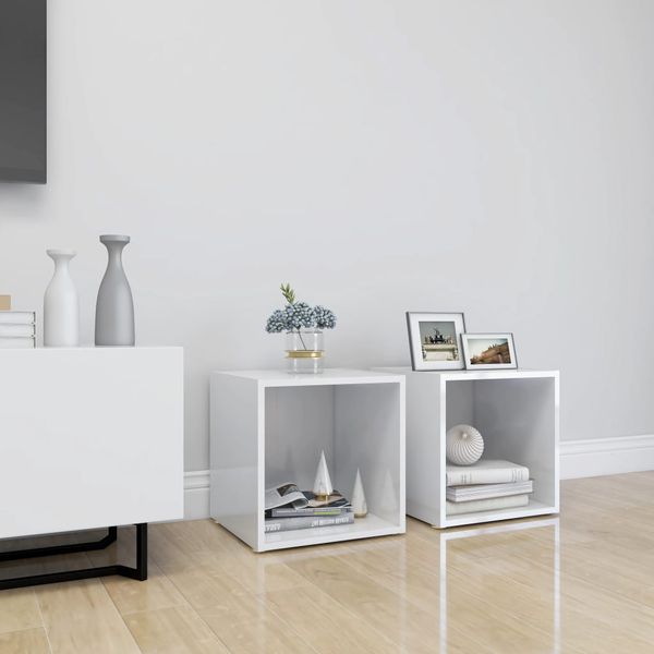 vidaXL TV skrinky 2 ks, lesklé biele 37x35x37 cm, kompozitné drevo