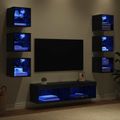 vidaXL TV skrinka 8 ks Čierny dub Sklo