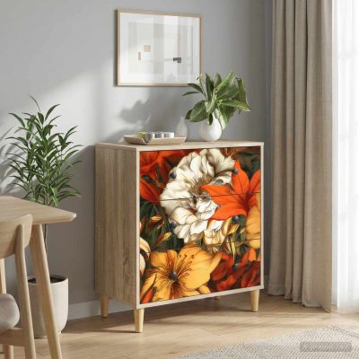 vidaXL Příborník GENNEP tlač ľalie 66 x 36,5 x 75 cm Kompozitné drevo