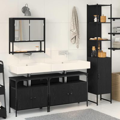 vidaXL Sada kúpeľňového nábytku 4 pcs Čierny dub Kompozitné drevo