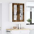 vidaXL Nástenný sklenený kabinet PORTO Dymová dub 60 x 31 x 80 cm