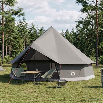 vidaXL Tipi stan 10-miestny Hnedá Šedá Polyester a oceľ
