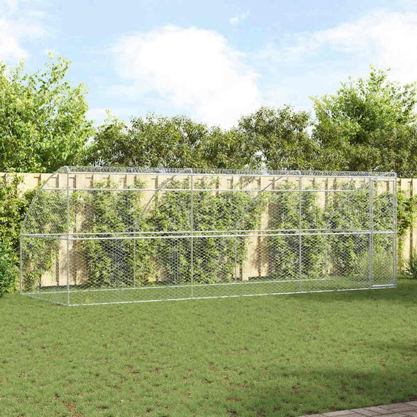 vidaXL Psí kennel 3 pcs Strieborná 6 x 2 x 2 m Pozinkovaná oceľ