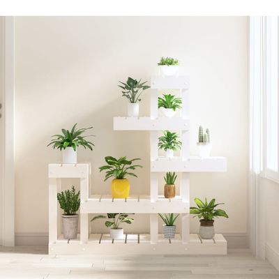 vidaXL Stojan na rastliny biely 92x25x97 cm masívna borovica