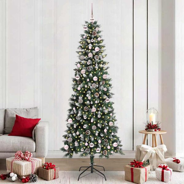 vidaXL Umelý vianočný stromček Zelená 240 cm PVC, plast a oceľ