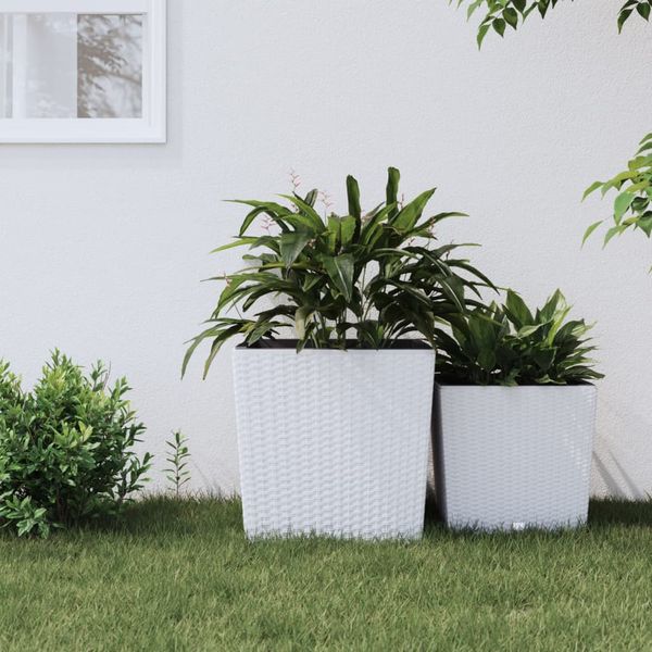 vidaXL Kvetináč s vyberateľnou vložkou biely 37 / 64 l PP ratan