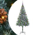 vidaXL Umelý vianočný stromček s 300 LED-i Zelená 180 cm PVC a oceľ