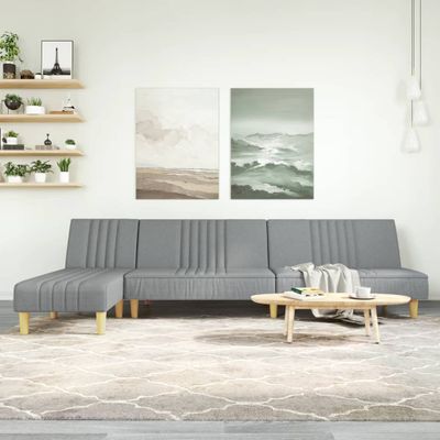 vidaXL Pohovka v tvare L bledosivá 255x140x70 cm látka