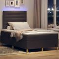 vidaXL LED box s pružinami Tmavohnedá 120 x 190 cm látka