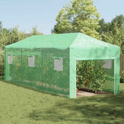 vidaXL Skleník s rýchlo postaviteľným rámom Zelená 290 x 870 x 315 cm