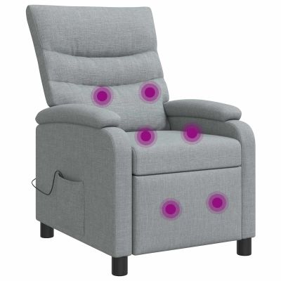 vidaXL Masážne relaxačné kreslo Svetlosivá Látka