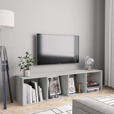 vidaXL Knižnica/TV skrinka, betónovo sivá 143x30x36 cm