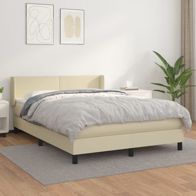 vidaXL Boxspring posteľ s matracom krémová 140x190 cm umelá koža