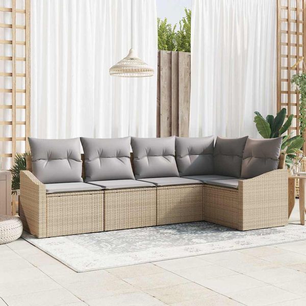 vidaXL Súprava záhradných pohoviek 5 pcs Beige a svetlo šedá polyratan