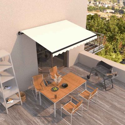 vidaXL Manuálne zaťahovacia markíza 400x300 cm krémová