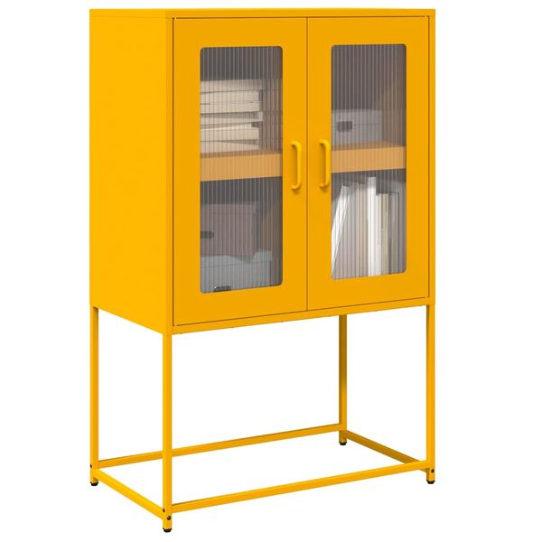 vidaXL Highboard horčicová žltá 68x39x107 cm Oceľ