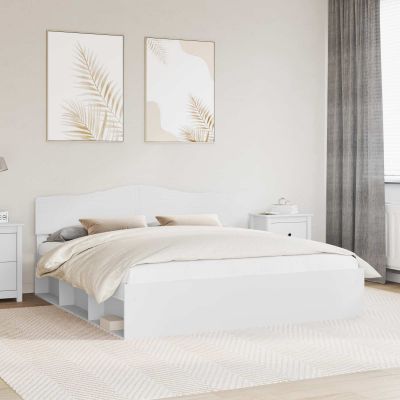 vidaXL Rám postele Biela 200 x 200 cm Masívne borovicové drevo