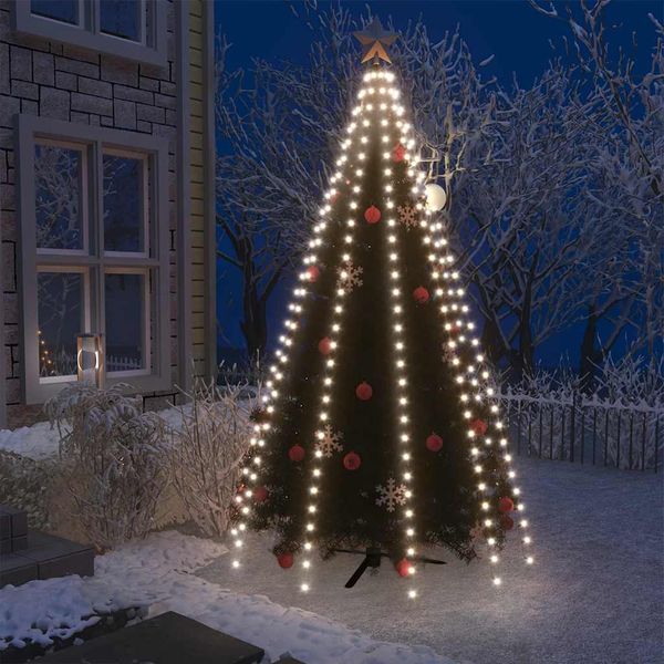 vidaXL Svetelná sieť na vianočný stromček 300 LED, studená biela 300cm
