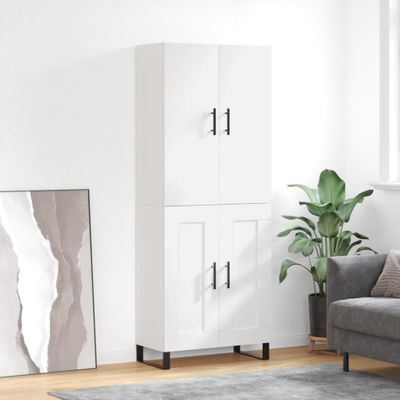 vidaXL Vysoká skrinka biela 69,5x34x180 cm spracované drevo