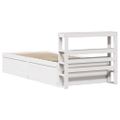 vidaXL Posteľný rám s čelom biely 75x190 cm borovicový masív