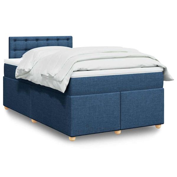 vidaXL Boxspring posteľ s matracom modrá 120x190 cm látka