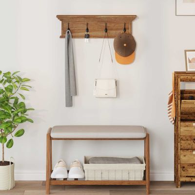 vidaXL Vešiak na stenu Prírodná 70 x 10 x 20 cm Husté teakové drevo