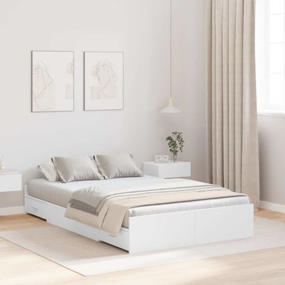vidaXL Rám postele s úložným prostorem so zásuvkou Biela 120 x 190 cm