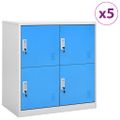 vidaXL Uzamykacie skrinky 5 ks bledosivé a modré 90x45x92,5 cm oceľové