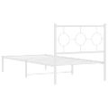 vidaXL Kovový rám postele s čelom biely 90x200 cm