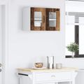 vidaXL Nástenný sklenený kabinet LUCCA Staré drevo 60 x 31 x 40 cm