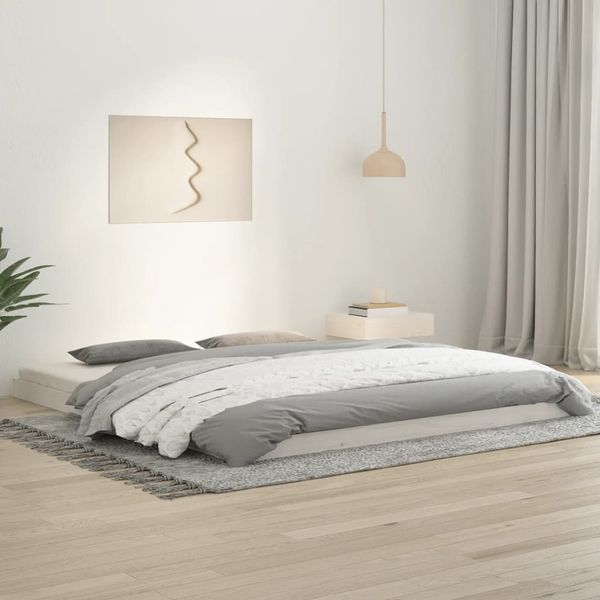 vidaXL Rám postele biely 150x200 cm Super King Size masívna borovica